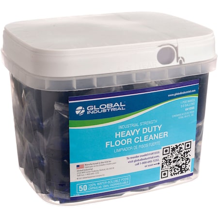 Global Industrial Heavy Duty Floor Cleaner, 50 Pods/Tub, 4PK 641555